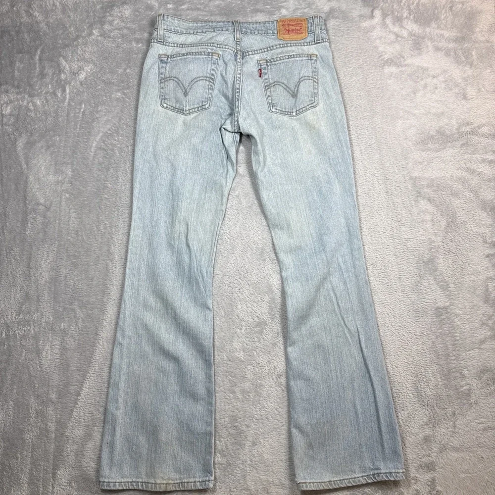 Vintage Levi's 518 Superlow Bootcut Jeans 31x31 Blue Light Wash Low Rise Stained